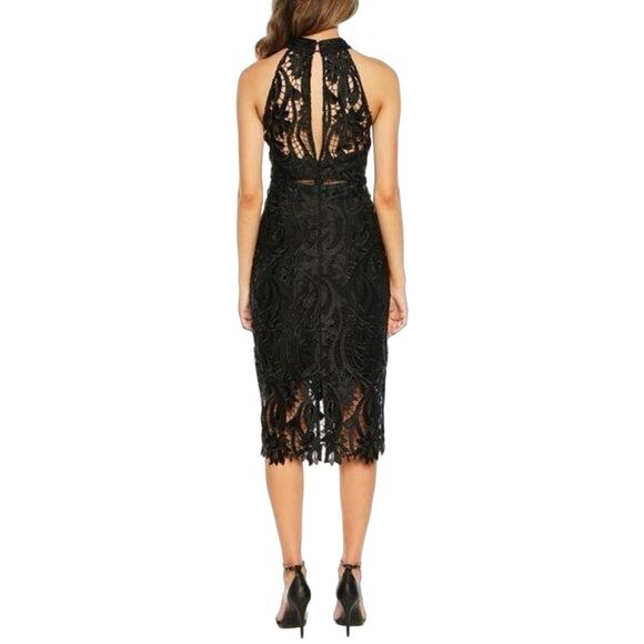 Bardot Isa Crochet Lace Cocktail Sheath Dress French Black Size L 10 NWT - Picture 4 of 12